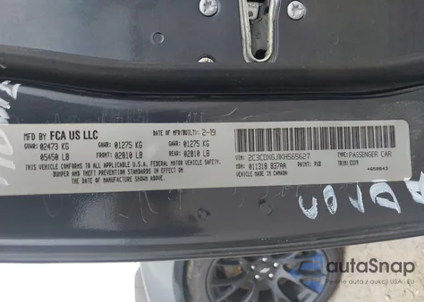 2019 Dodge Charger Scat Pack z USA, uszkodzony, nr VIN 2C3CDXGJ1KH565627